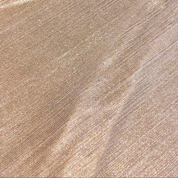 D*N*T Mock turtle neck with tie halter A-Line dressy ribbed gold top/tunic - Picture 7 of 10